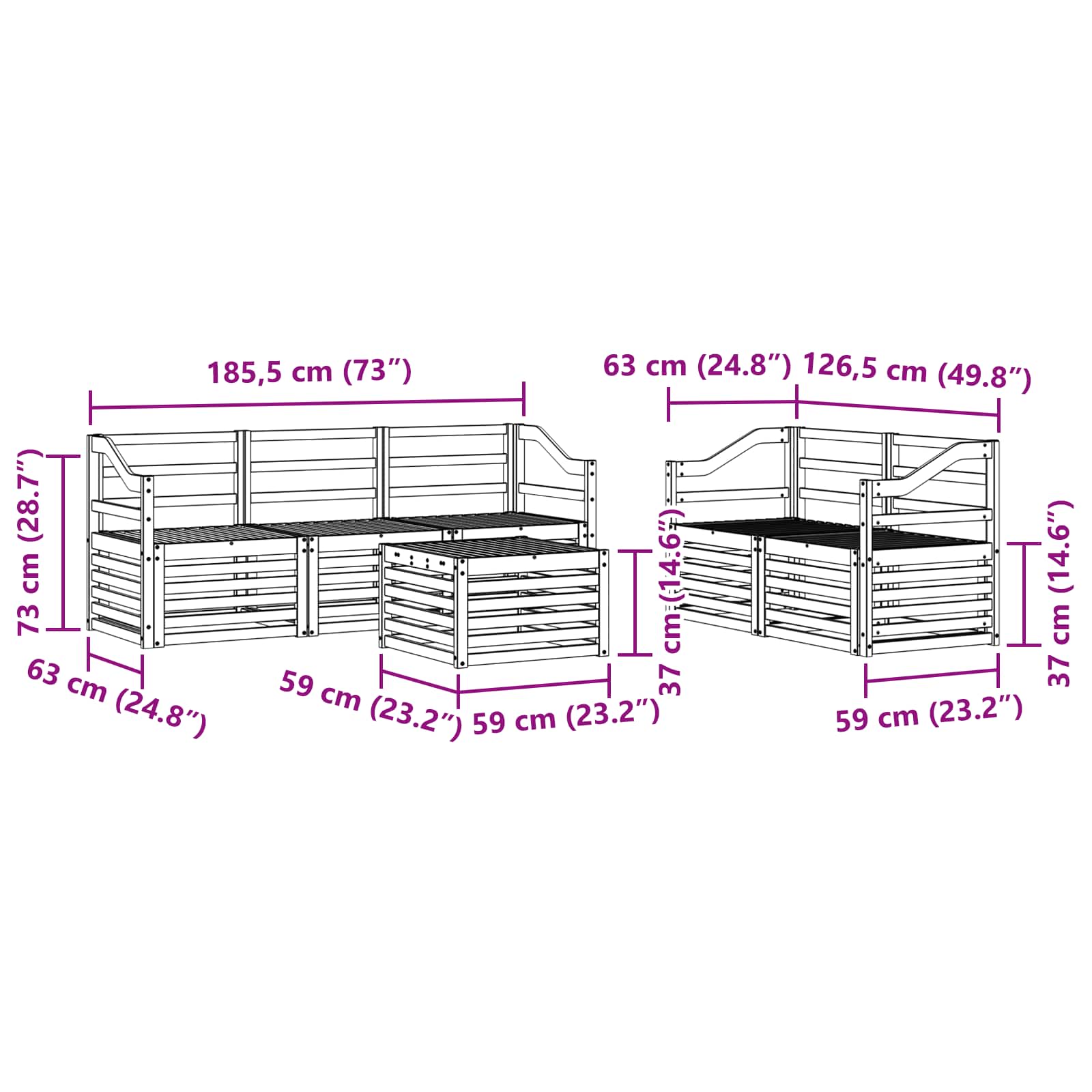 Sofa-Sets Massief Acaciahout image 8