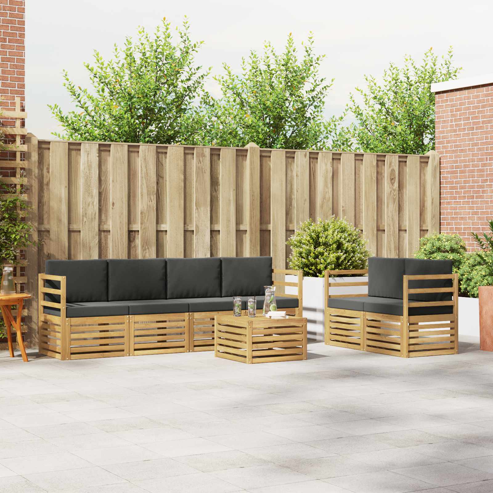 Venkovní pohovková souprava 7 pcs Bílá a antracitová Polyester
