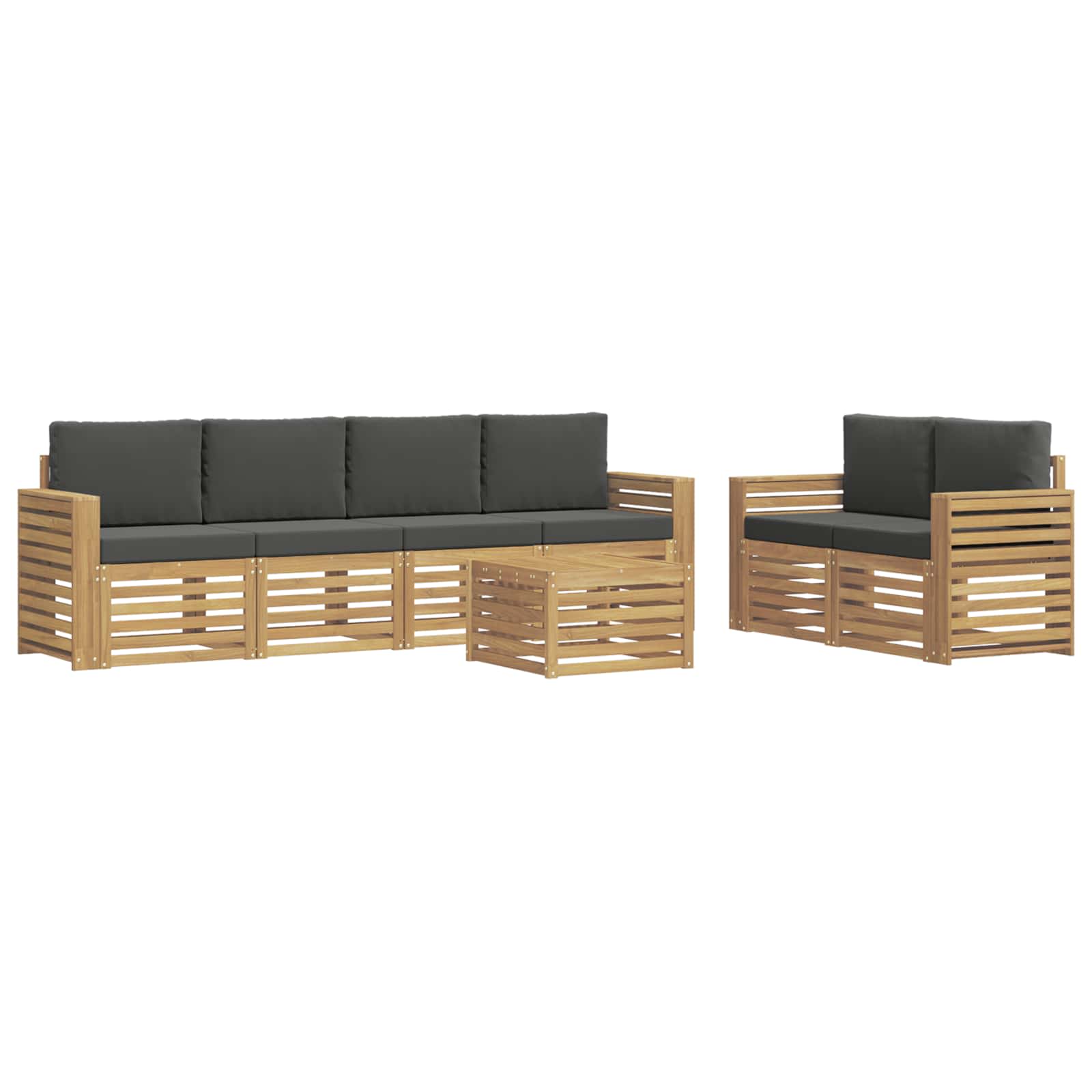 vidaXL Buiten bankenset 7 st 6-zits Wit en antracietkleurig Polyester, foto 3