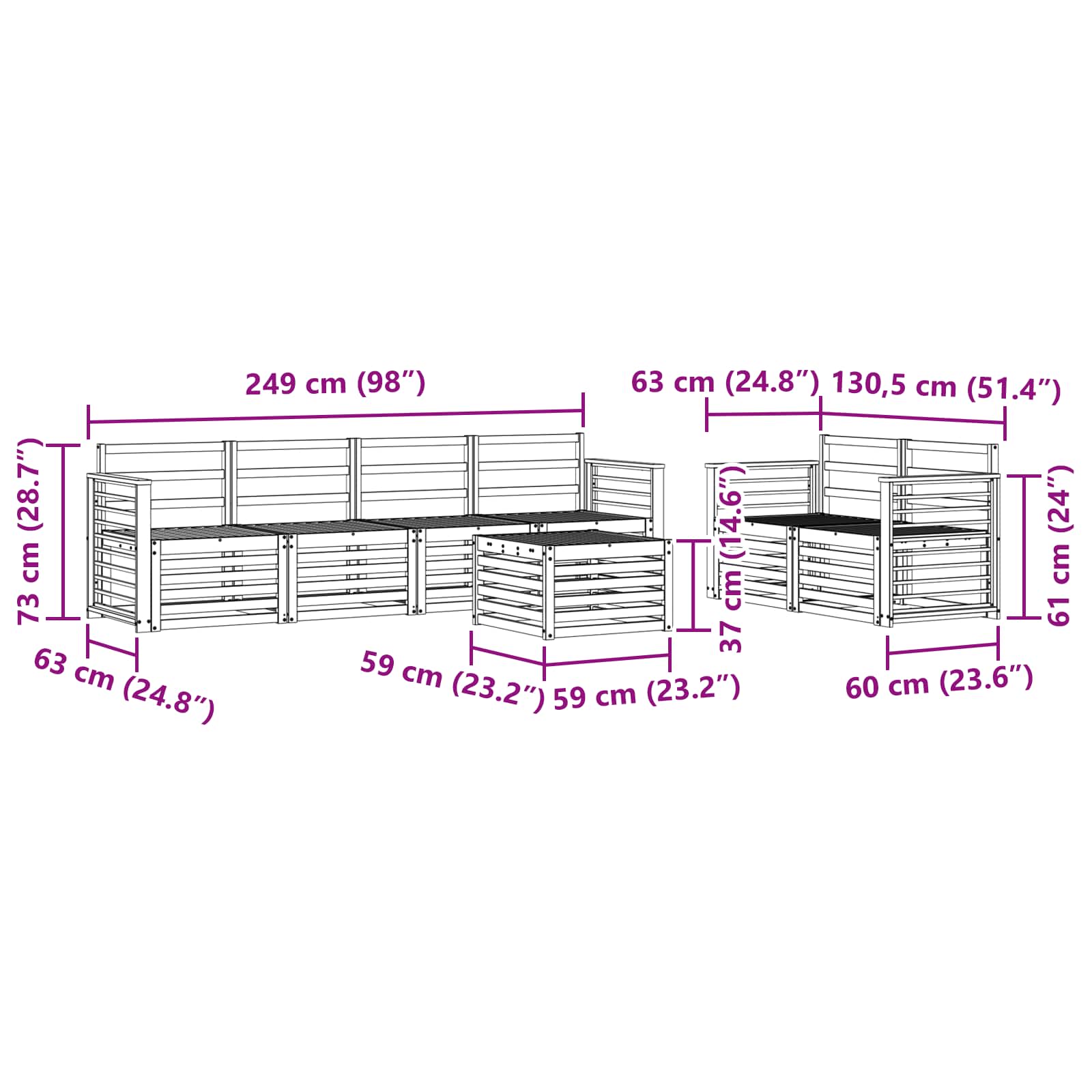 Sofa-Sets Massief Acaciahout image 8