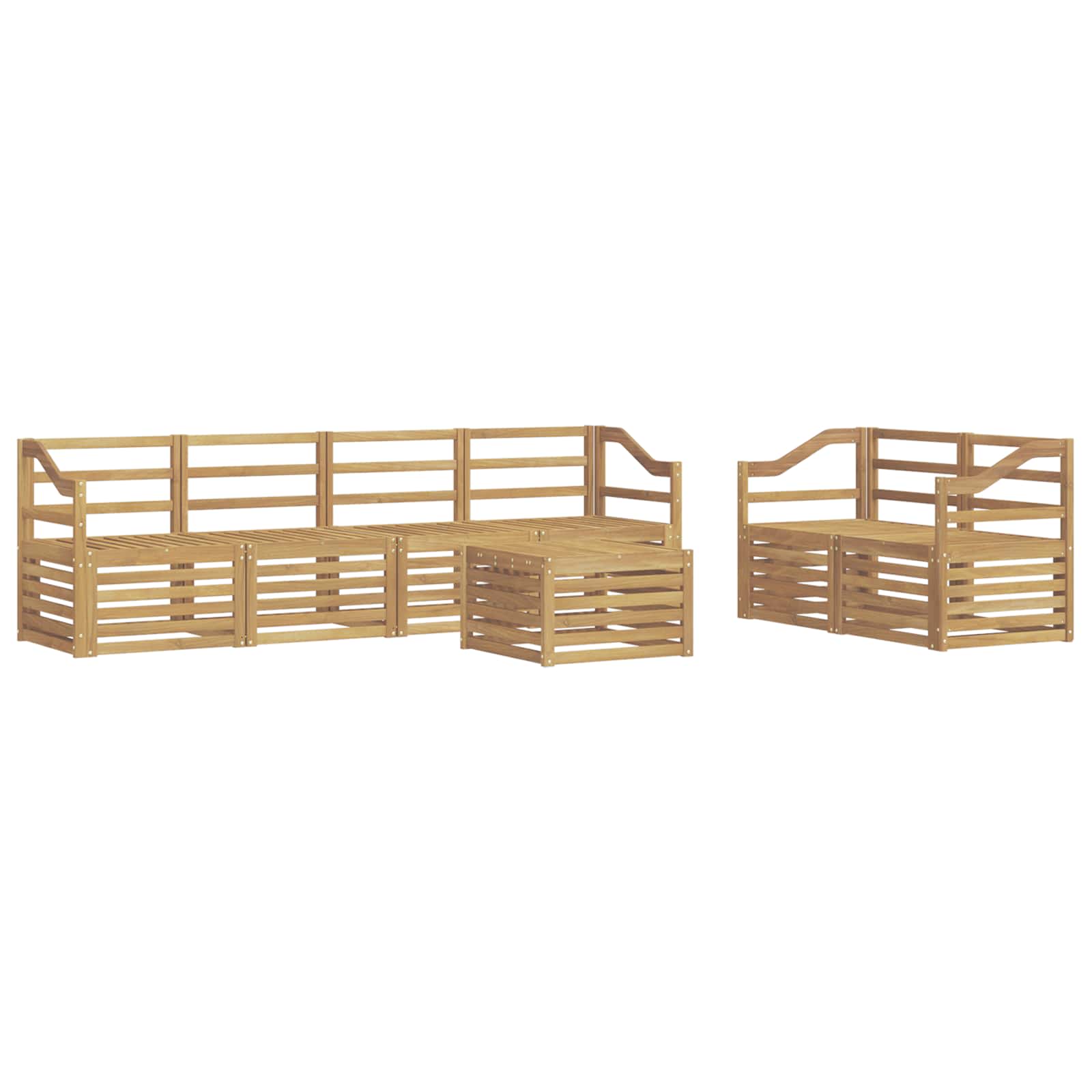 Buiten bankenset 7 pcs Wit Massief Acaciahout image 2