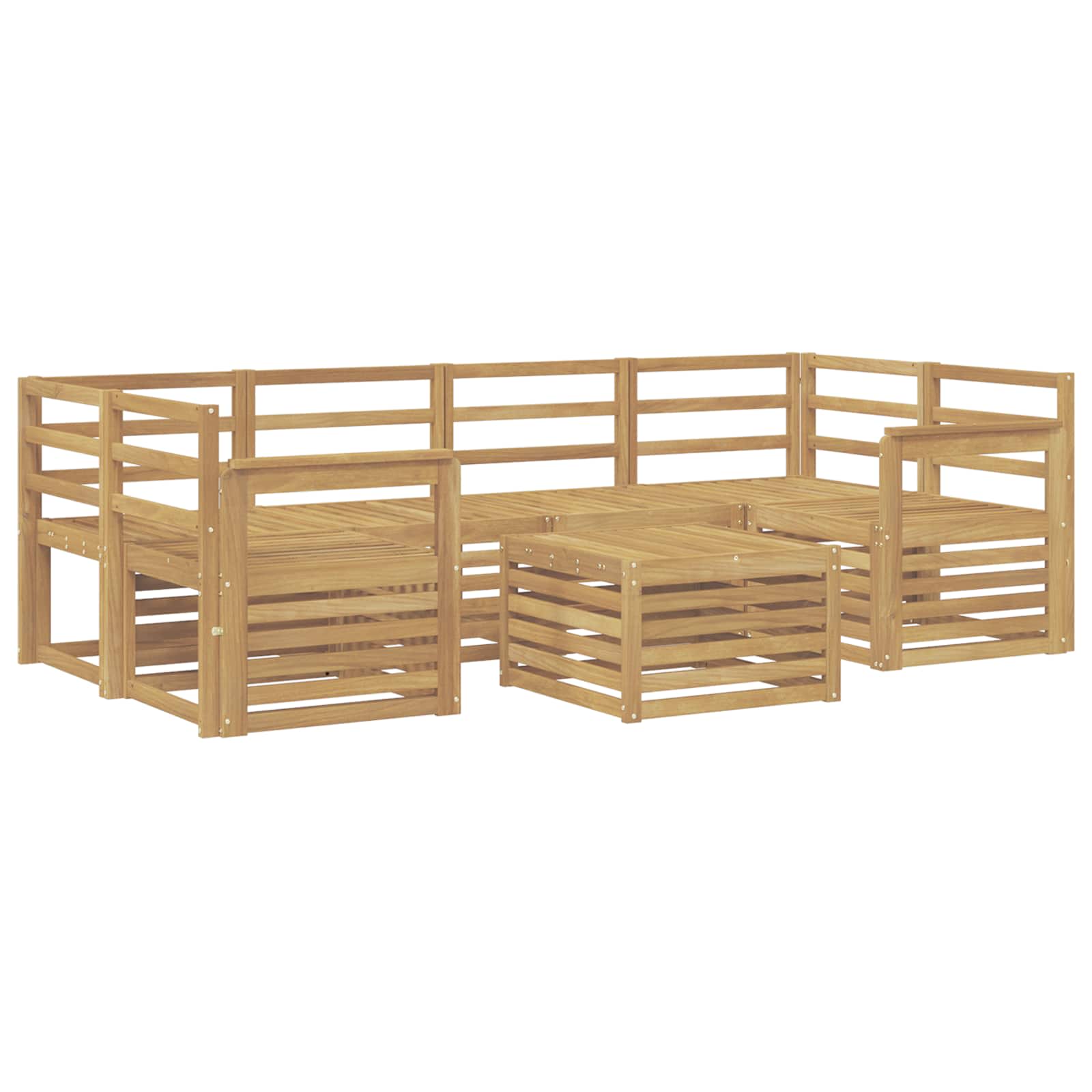 Buiten bankenset 7 pcs Wit Massief Acaciahout image 2