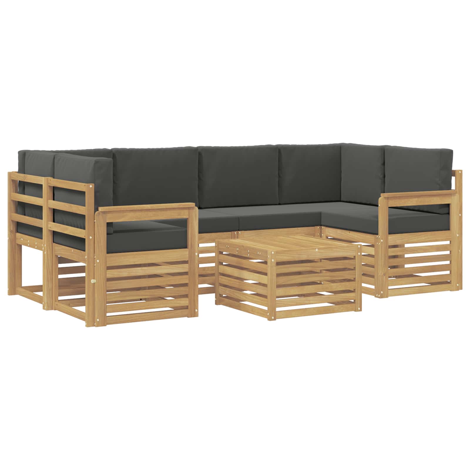Zunanja garnitura za sedenje 7 pcs Bela in antracit Poliester - slika 2