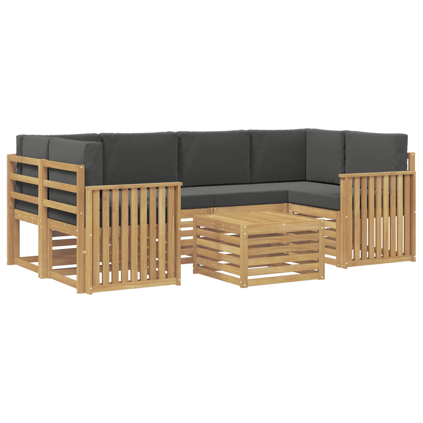Zunanja garnitura za sedenje 7 pcs Bela in antracit Poliester - slika 2