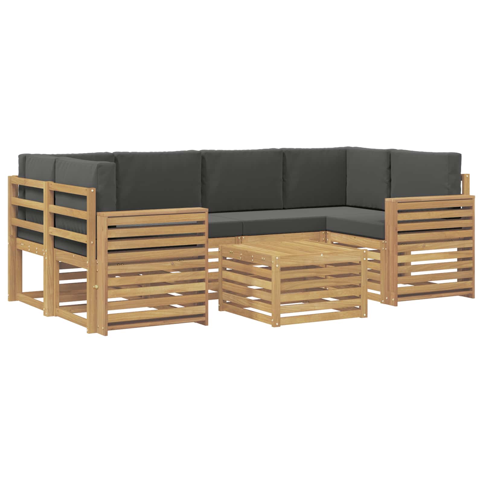 Zunanja garnitura za sedenje 7 pcs Bela in antracit Poliester - slika 2
