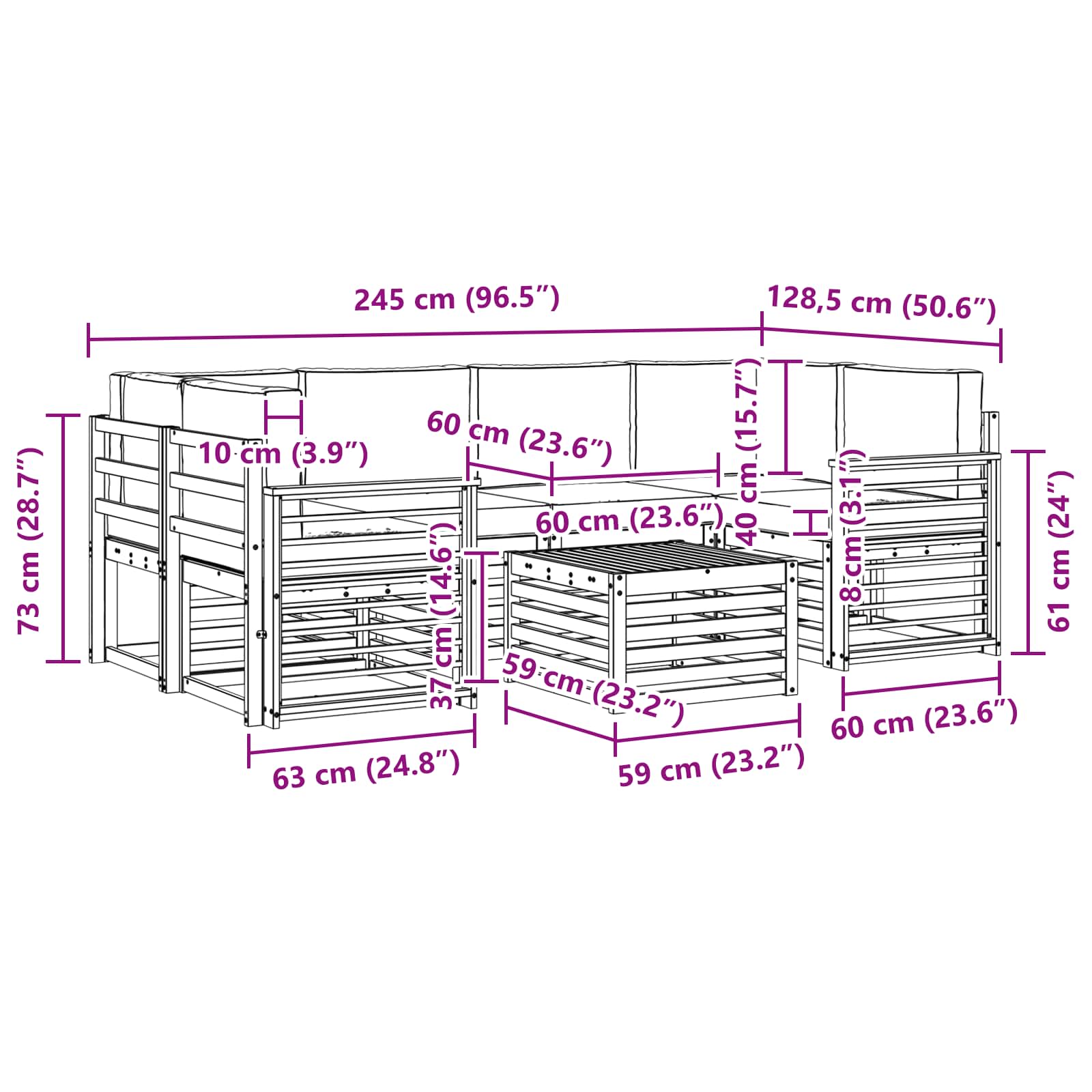 Sofa-Sets Massief Acaciahout image 7