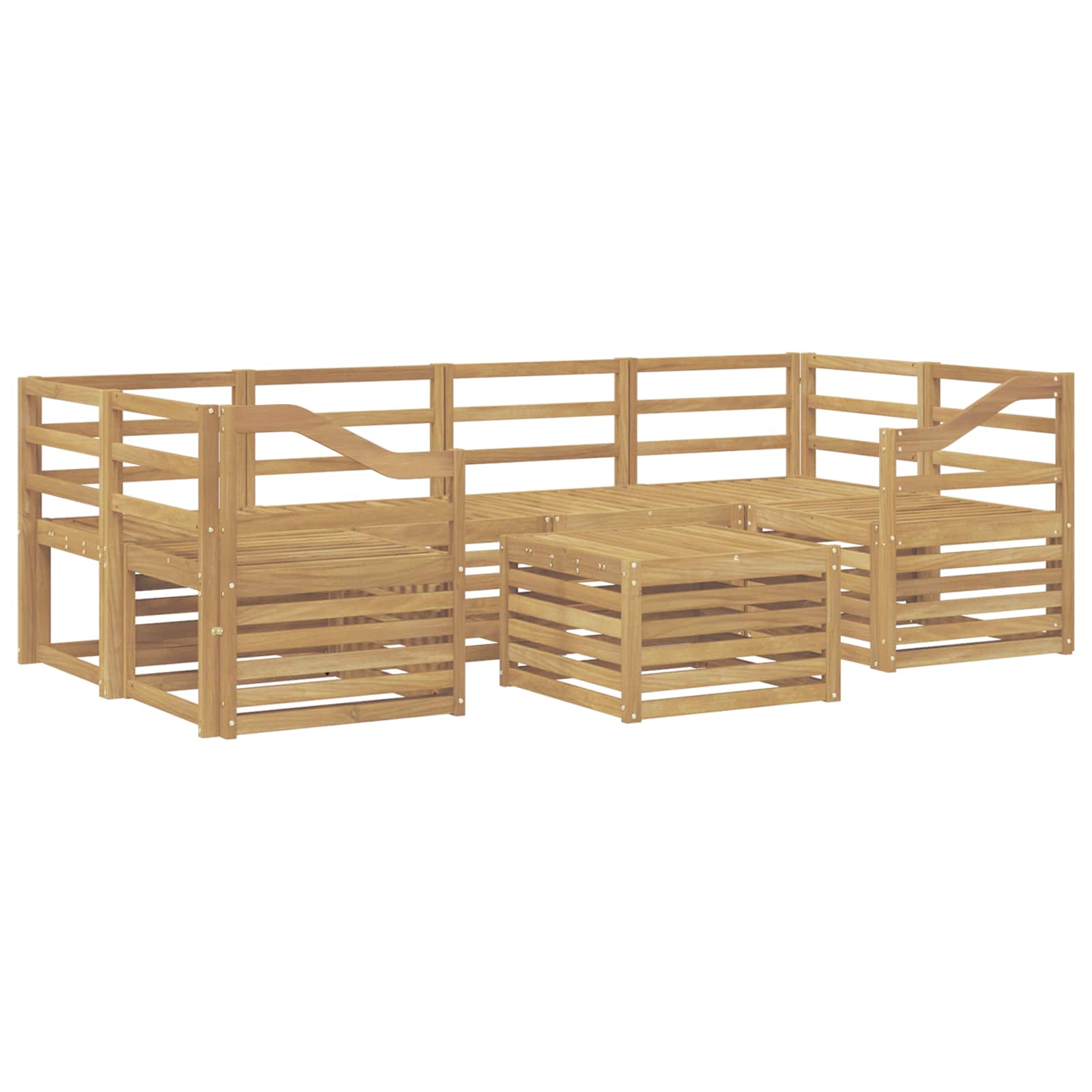 Buiten bankenset 7 pcs Wit Massief Acaciahout image 2