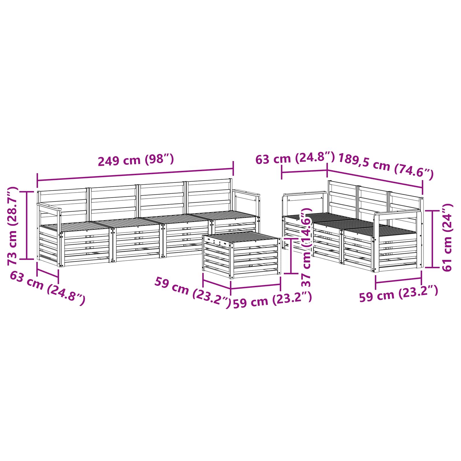 Sofa-Sets Massief Acaciahout image 8