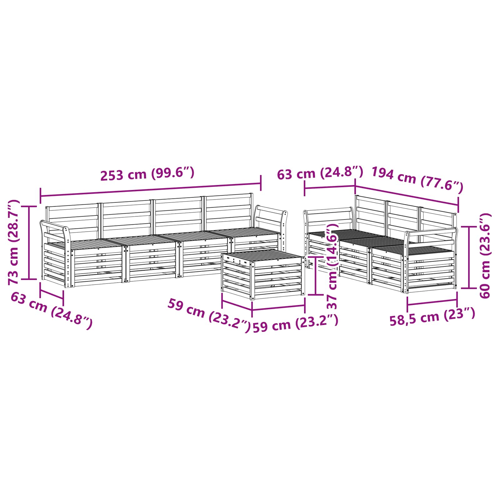 Sofa-Sets Massief Acaciahout image 8