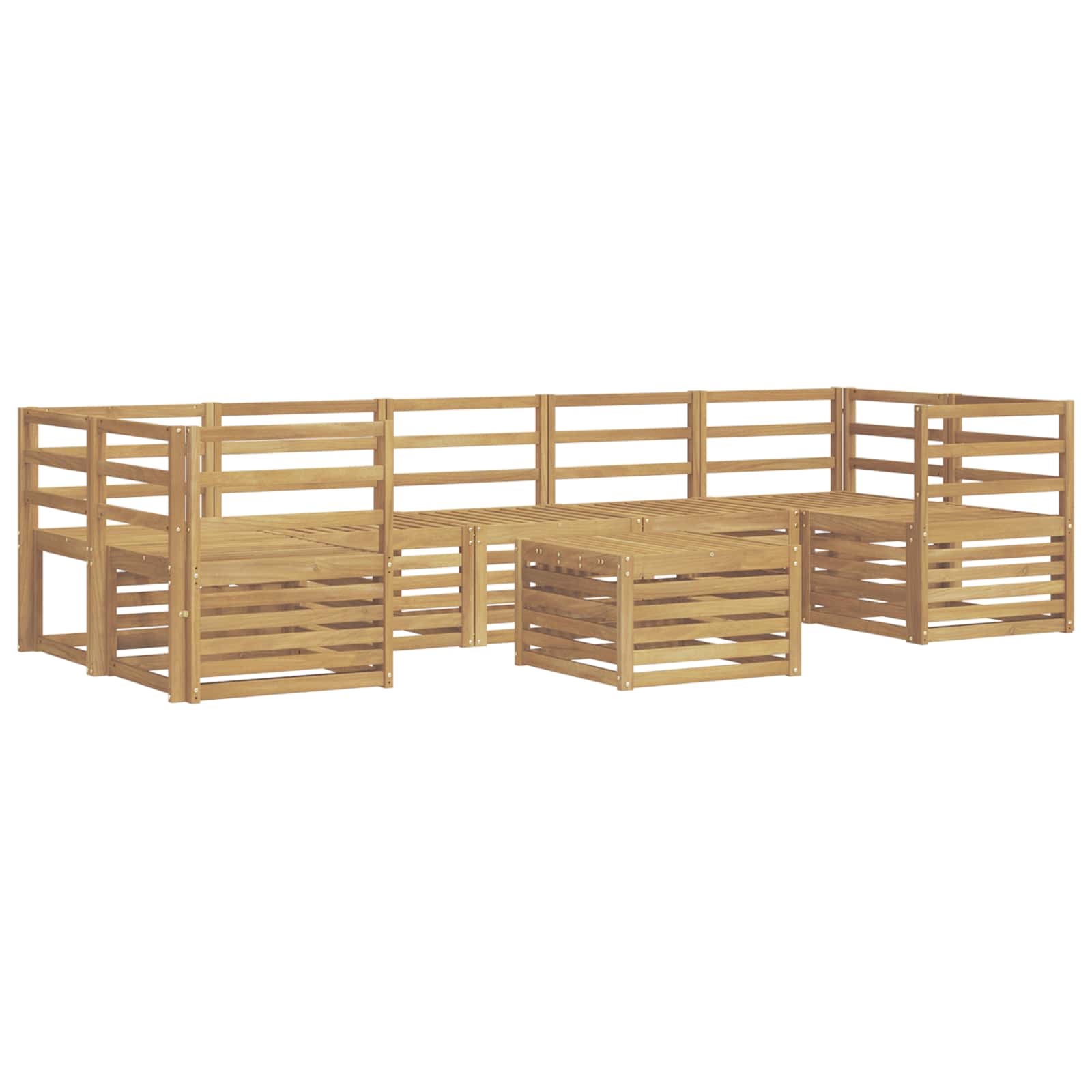 Buiten bankenset 8 pcs Wit Massief Acaciahout image 2