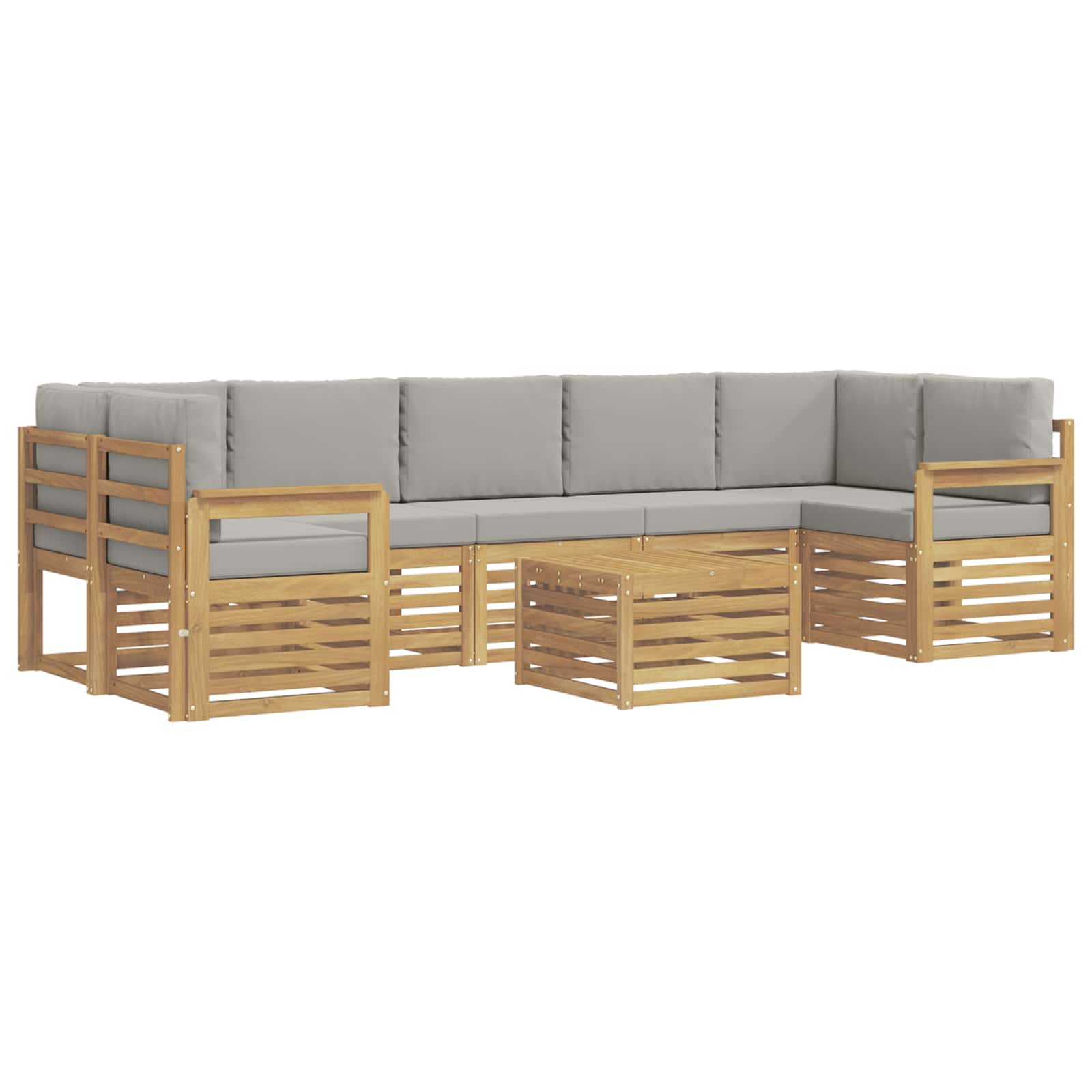 vidaXL Buiten bankenset 8 st 7-zits Wit en Lichtgrijs Polyester, foto 3
