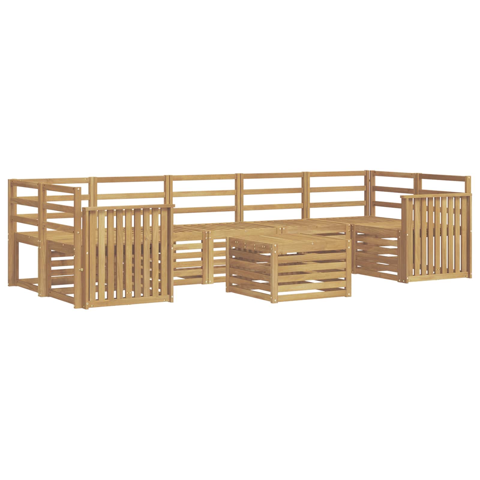 Buiten bankenset 8 pcs Wit Massief Acaciahout image 2