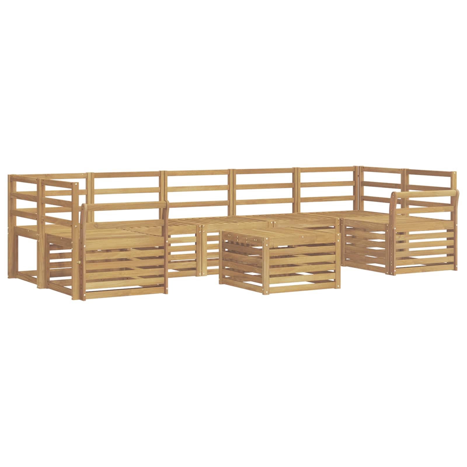 Buiten bankenset 8 pcs Wit Massief Acaciahout image 2