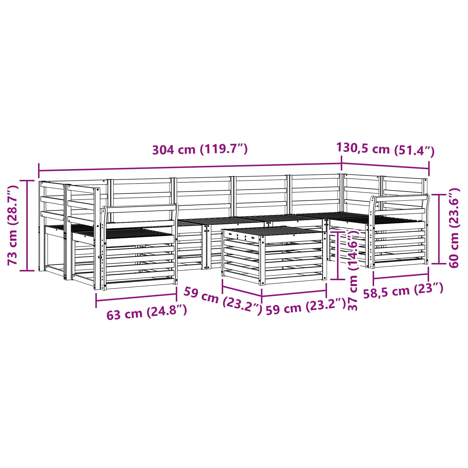 Buiten bankenset 8 pcs Wit Massief Acaciahout image 8