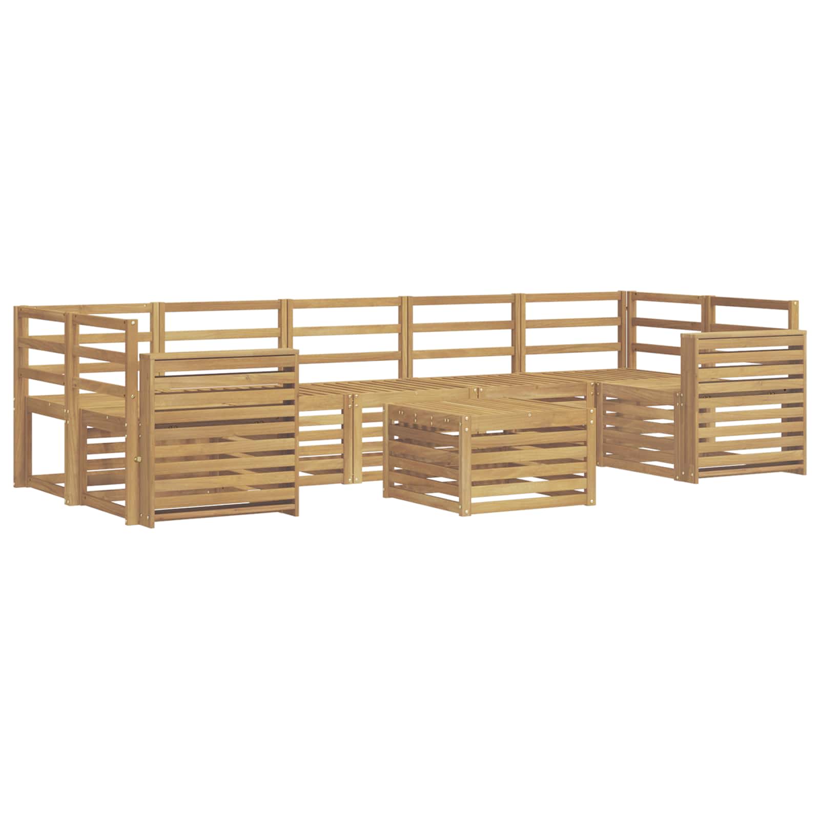 Buiten bankenset 8 pcs Wit Massief Acaciahout image 2