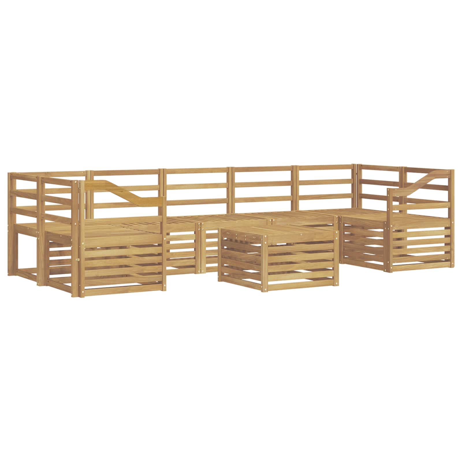 Buiten bankenset 8 pcs Wit Massief Acaciahout image 2