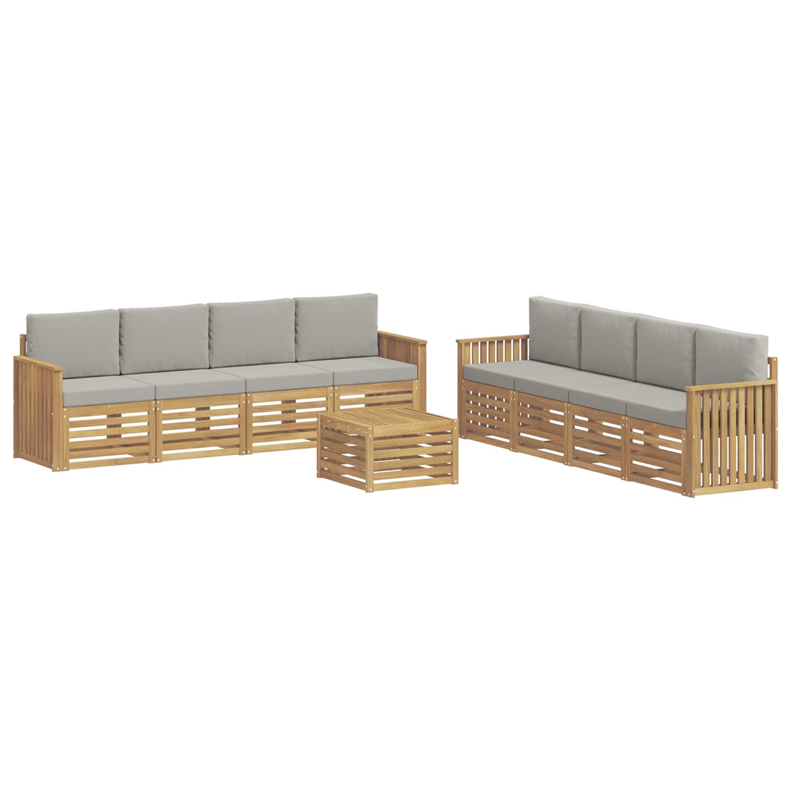 Комплекти дивани 9 pcs Бяло и светлосиво 59 x 59 x 37 см – изображение 2