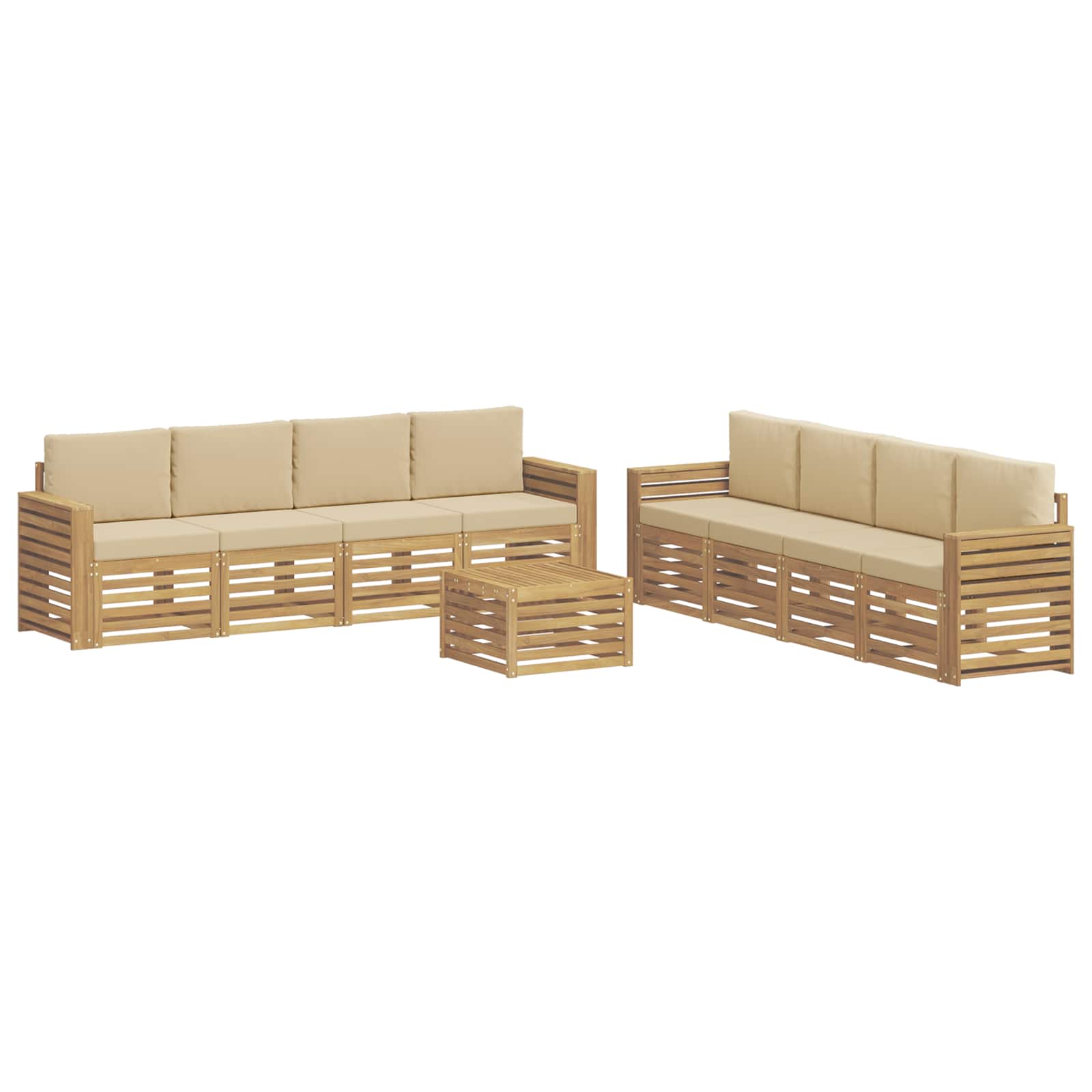 vidaXL Buiten bankenset 9 st Wit en Beige Polyester, foto 3