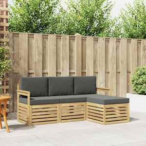 Zunanja garnitura za sedenje 4 pcs Bela in antracit
