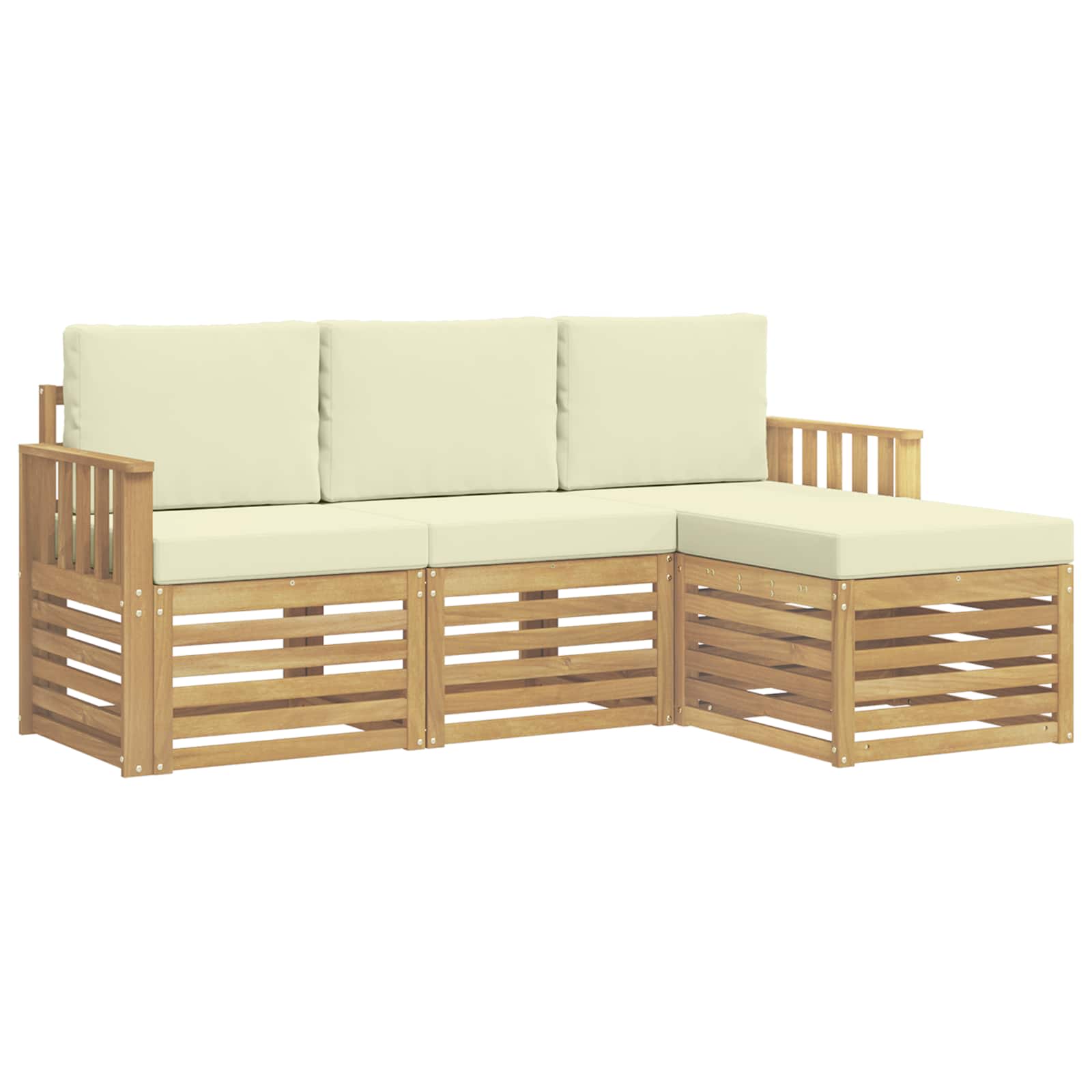 Zunanja garnitura za sedenje 4 pcs Bela in krem - slika 2