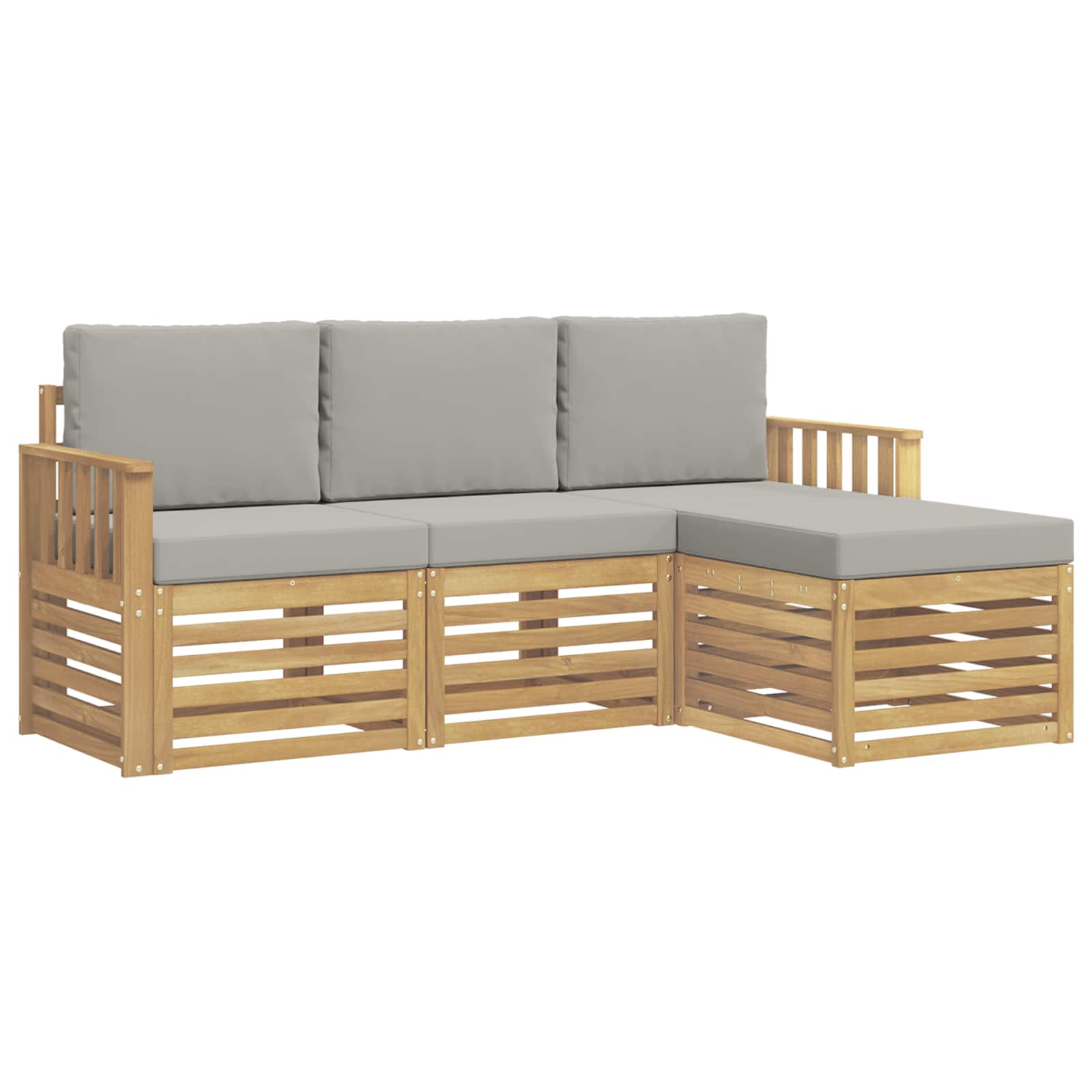Zunanja garnitura za sedenje 4 pcs Bela in svetlo siva - slika 2