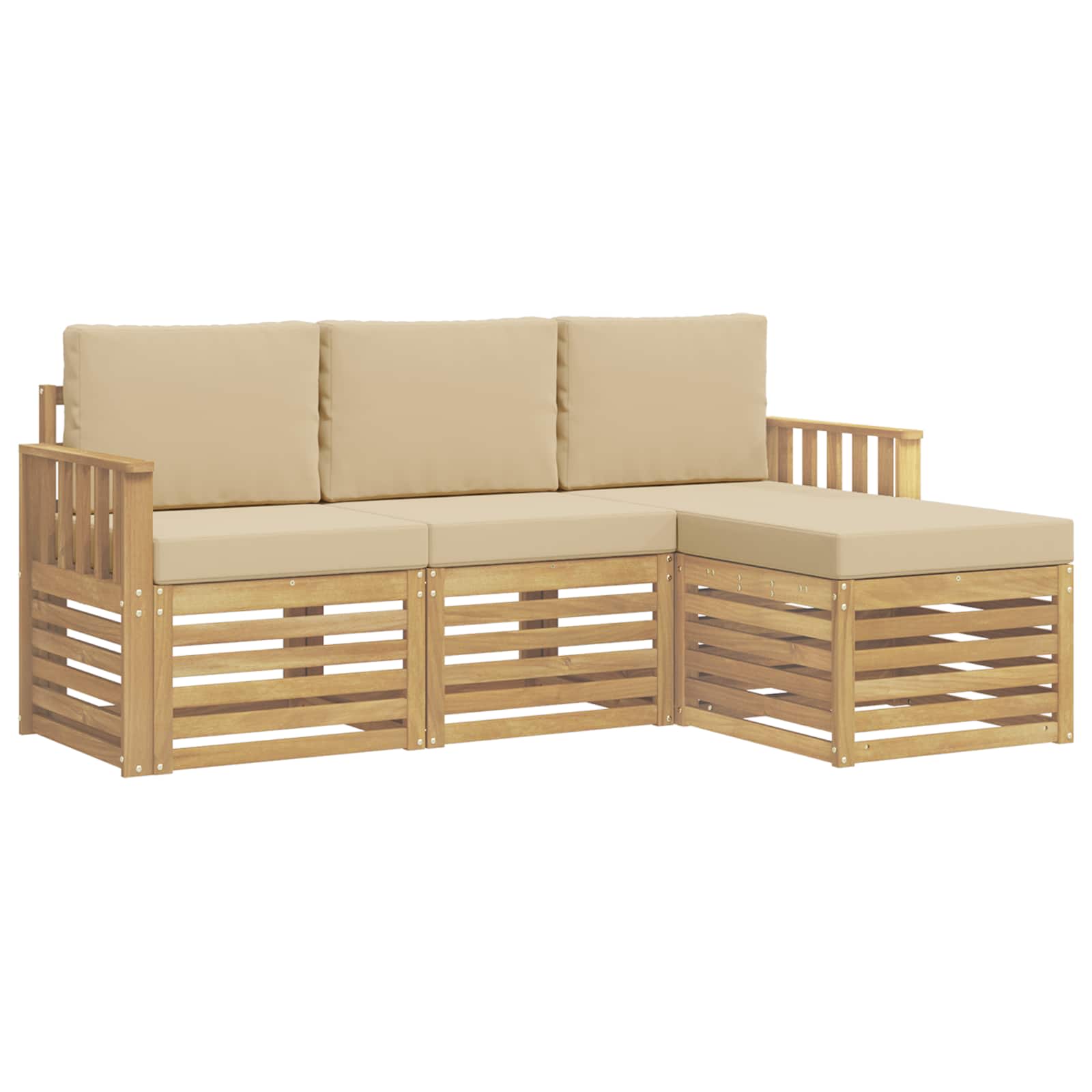 vidaXL Buiten bankenset 4 st Wit en Beige Polyester, foto 3