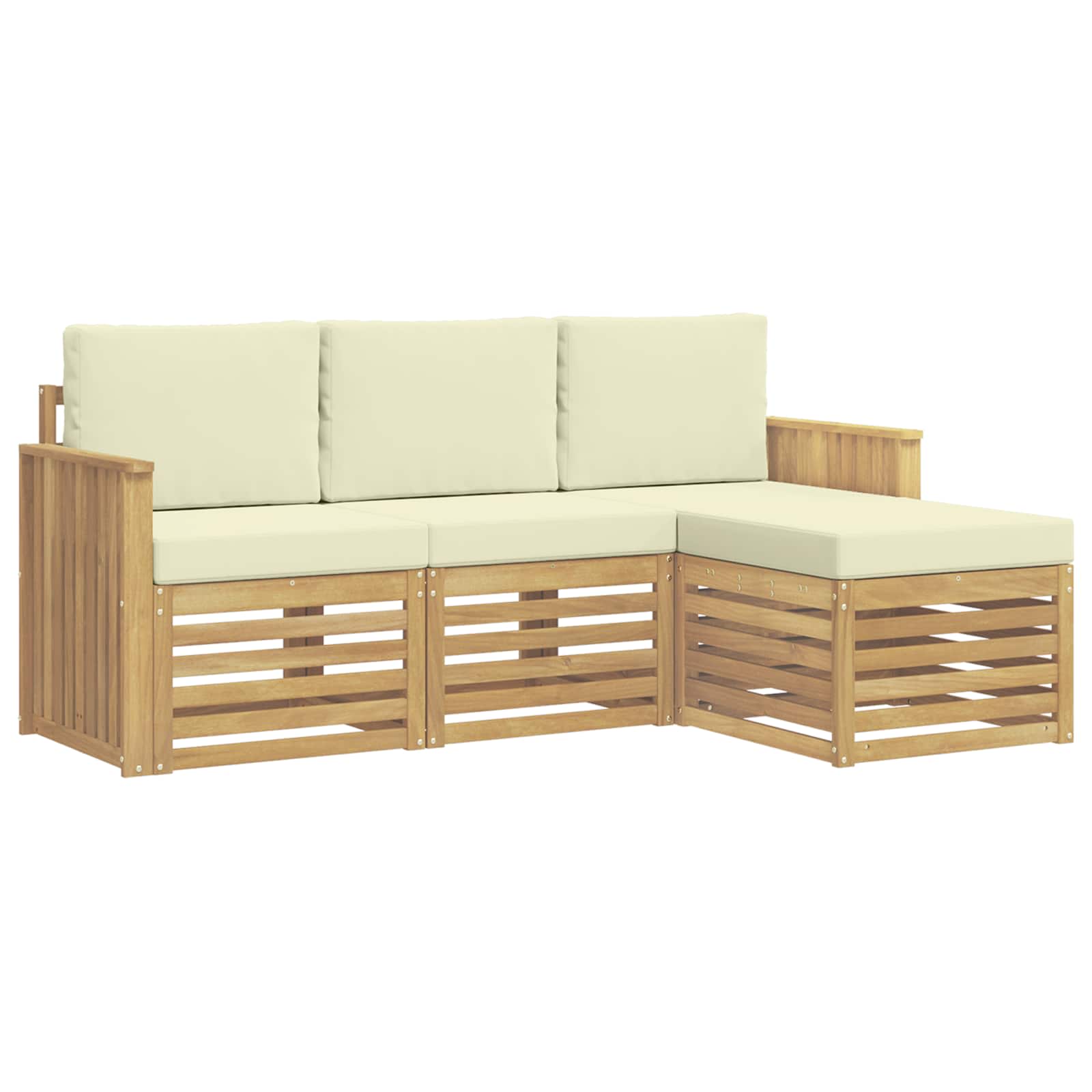 Zunanja garnitura za sedenje 4 pcs Bela in krem - slika 2