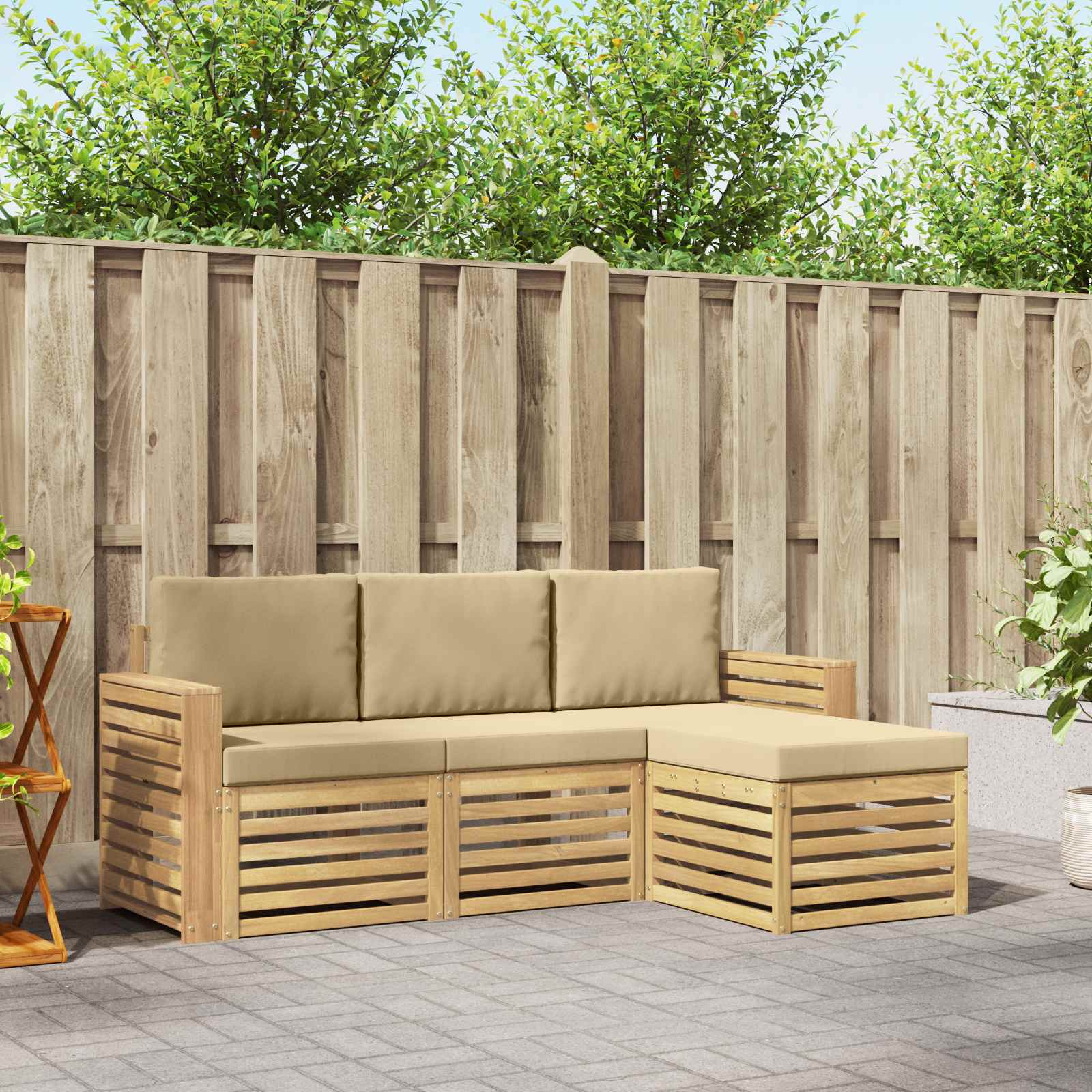 vidaXL Udendørs sofagruppe 4 stk. 4-personers Hvid og Beige Polyester