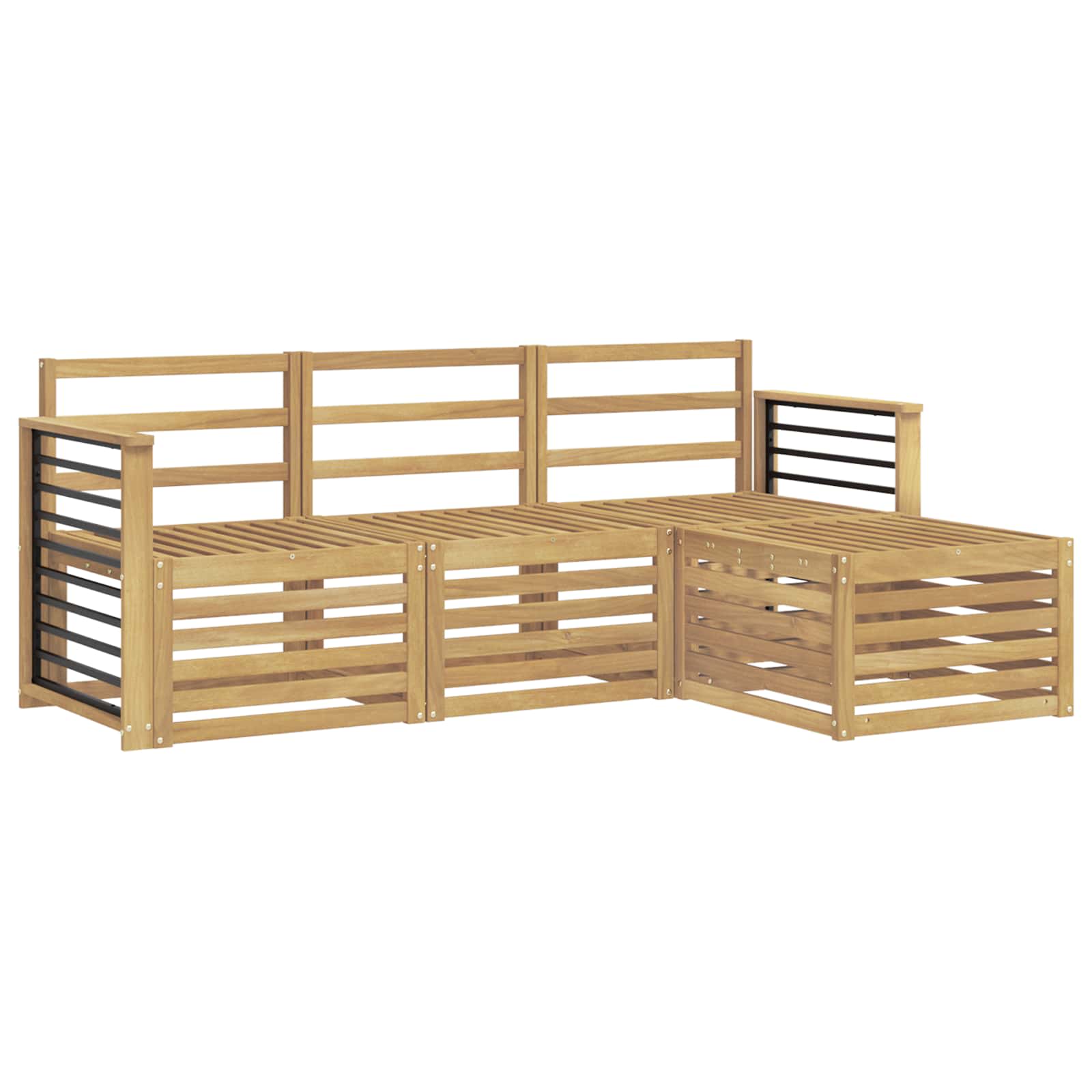Buiten bankenset 4 pcs Wit Massief Acaciahout image 2