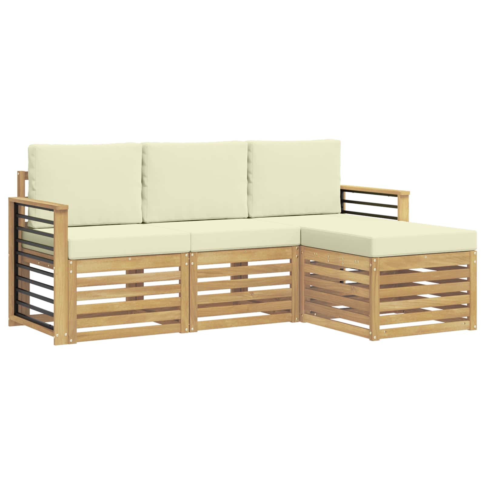 vidaXL Buiten bankenset 4 st Wit en crèmekleurig Polyester, foto 3