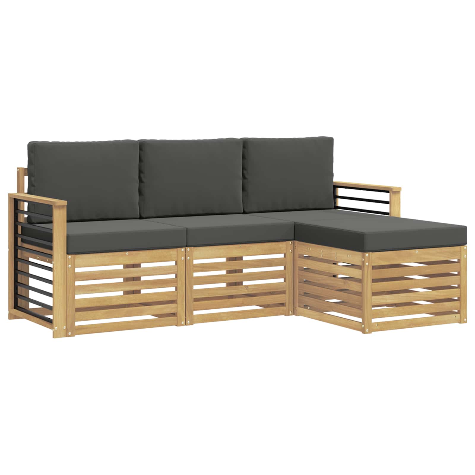 vidaXL Buiten bankenset 4 st 4-zits Wit en antracietkleurig Polyester, foto 3