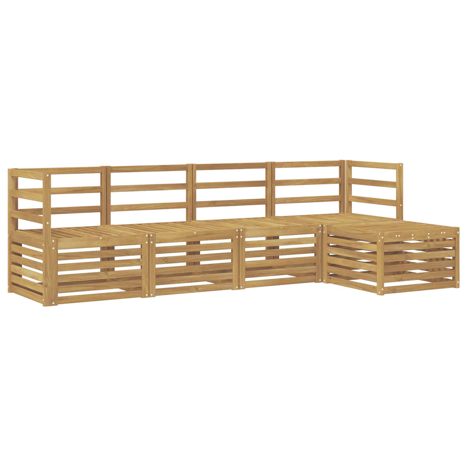 Buiten bankenset 5 pcs Wit Massief Acaciahout image 2