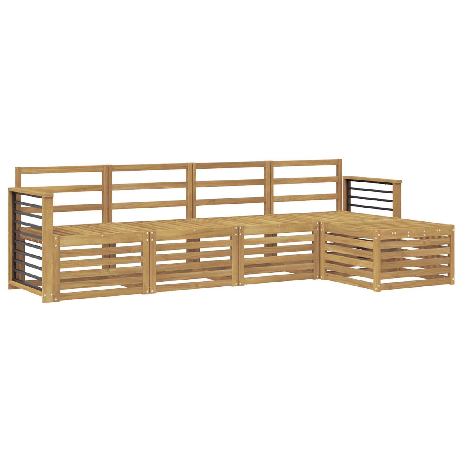Buiten bankenset 5 pcs Wit Massief Acaciahout image 2
