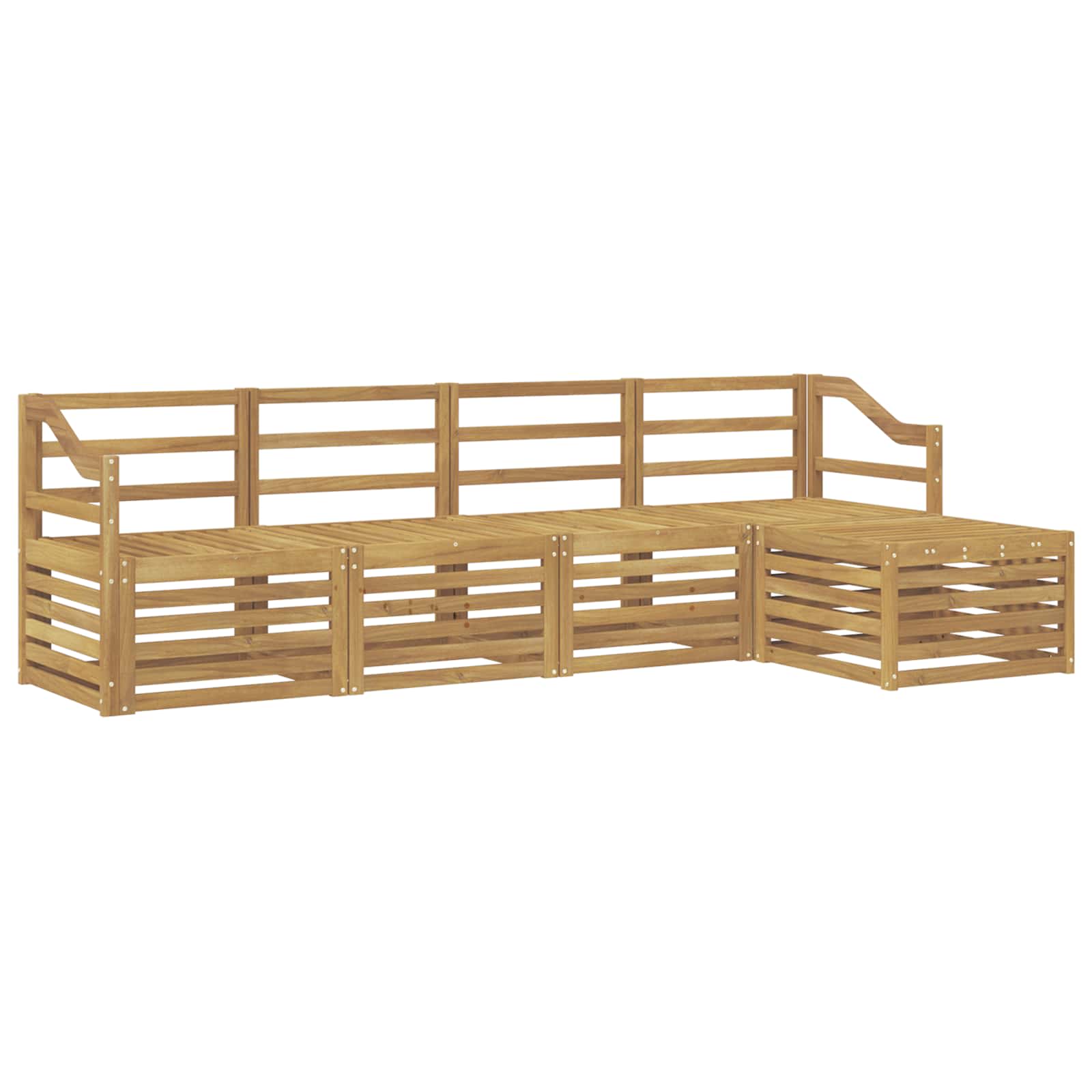 Buiten bankenset 5 pcs Wit Massief Acaciahout image 2