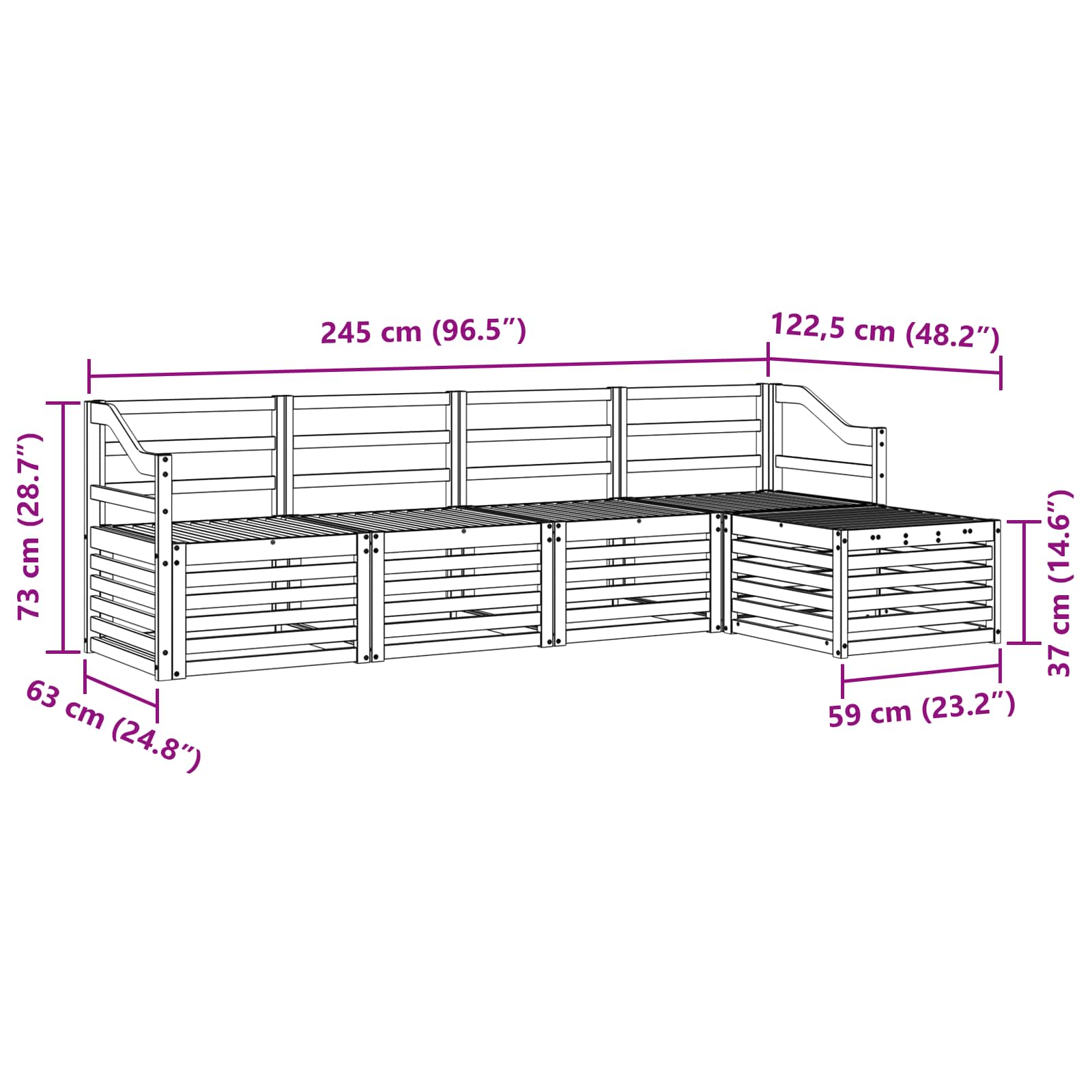 Buiten bankenset 5 pcs Wit Massief Acaciahout image 7