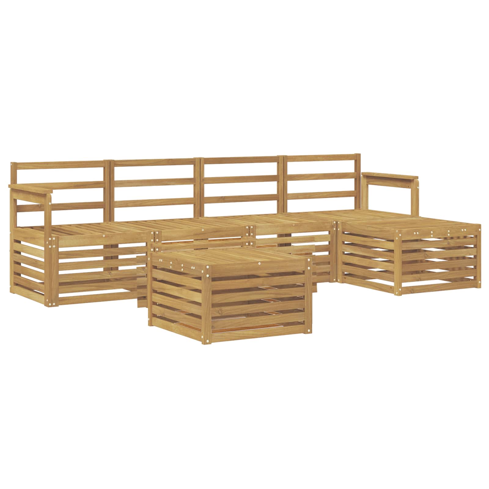 Buiten bankenset 6 pcs Wit 59 x 59 x 37 cm Massief Acaciahout image 2
