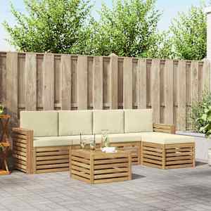 Zunanja garnitura za sedenje 6 pcs Bela in krem 59 x 59 x 37 cm