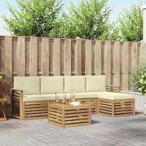 Zunanja garnitura za sedenje 6 pcs Bela in krem 59 x 59 x 37 cm