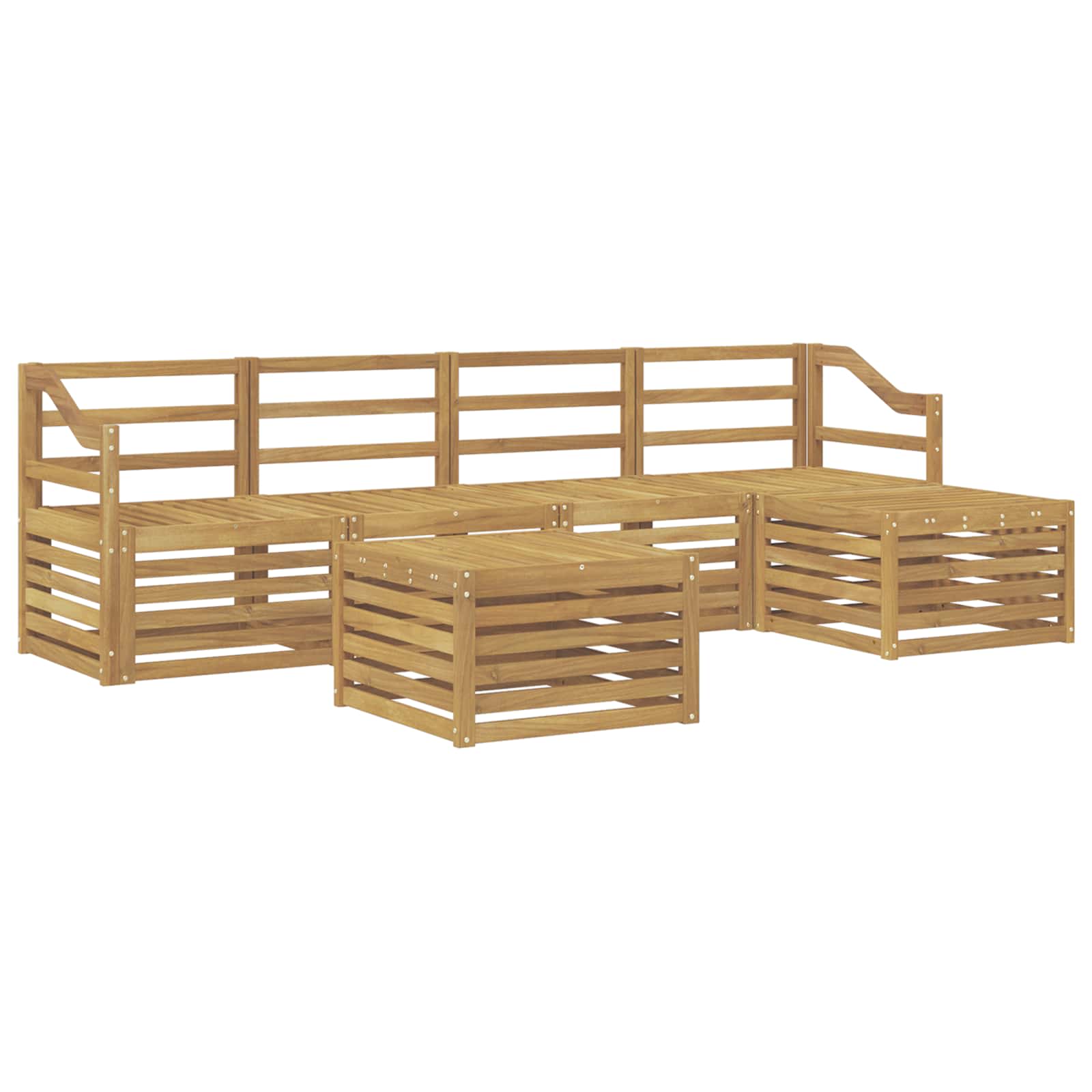 Buiten bankenset 6 pcs Wit Massief Acaciahout image 2