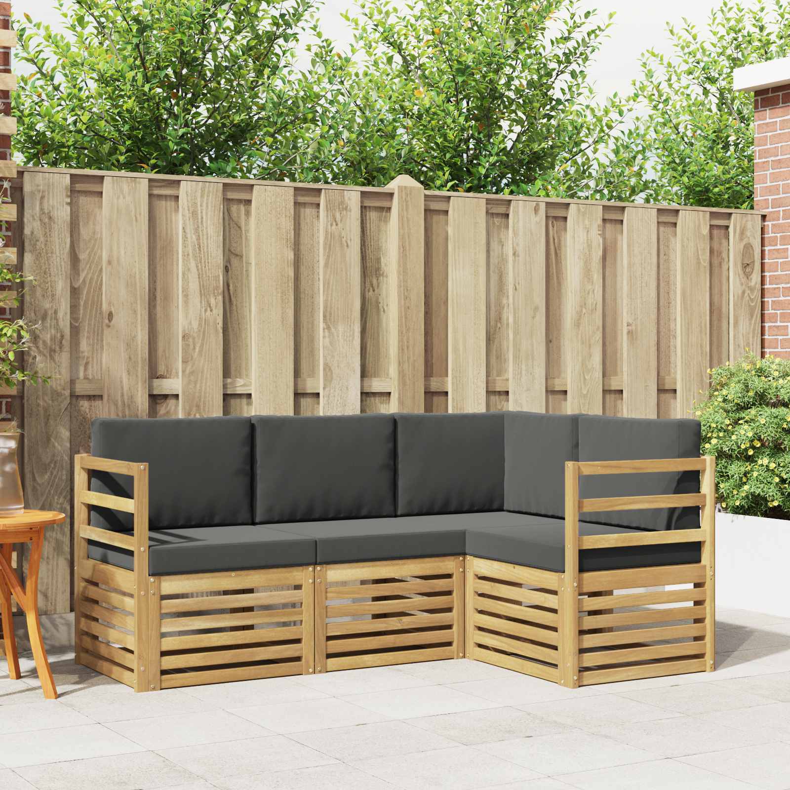 Sedací soupravy 4 pcs Bílá a antracitová 185,5 x 126,5 x 73 cm