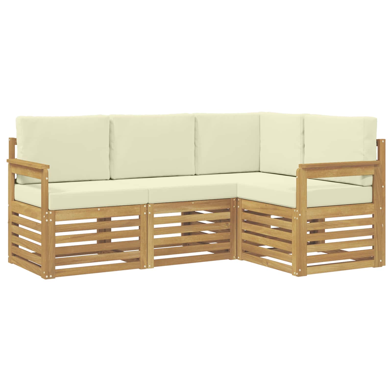 Zunanja garnitura za sedenje 4 pcs Bela in krem - slika 2