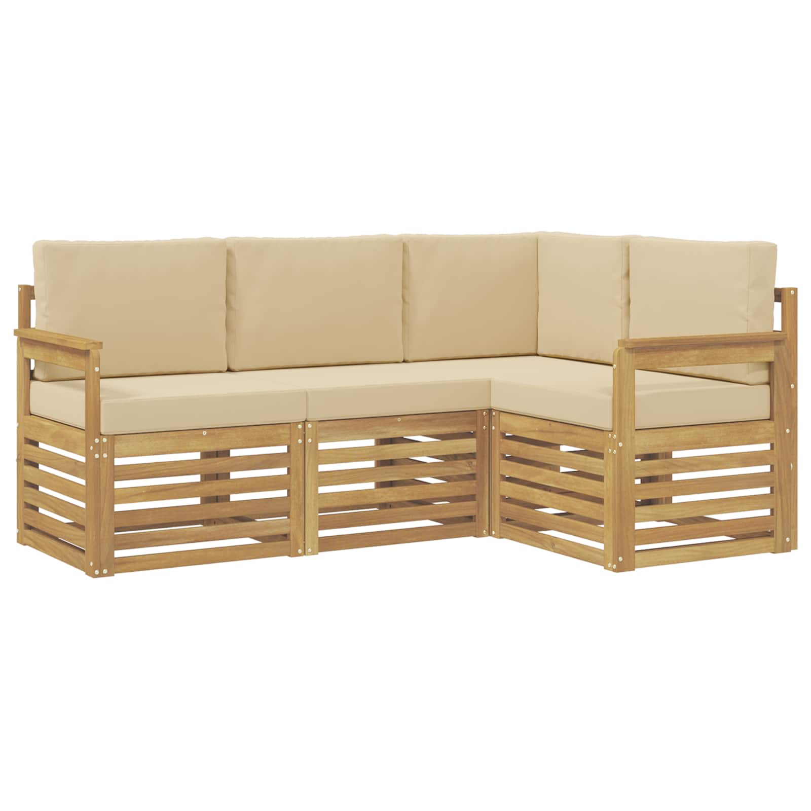 vidaXL Buiten bankenset 4 st Wit en Beige Polyester, foto 3