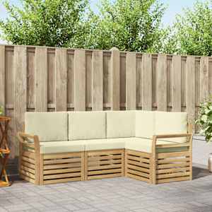 Sedežne garniture 4 pcs Bela in krem 190 x 130,5 x 73 cm