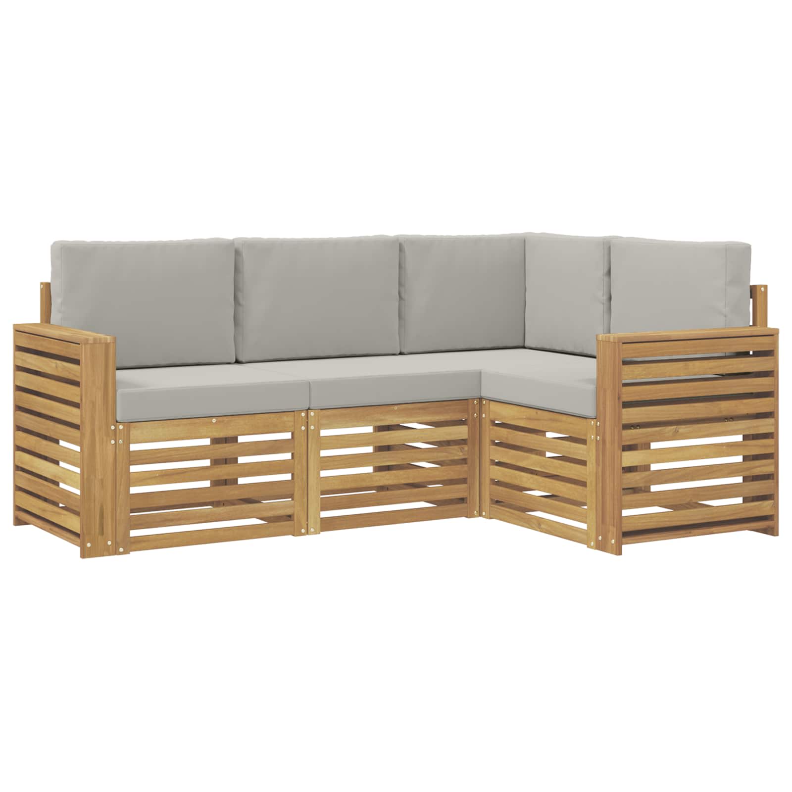 Zunanja garnitura za sedenje 4 pcs Bela in svetlo siva - slika 2