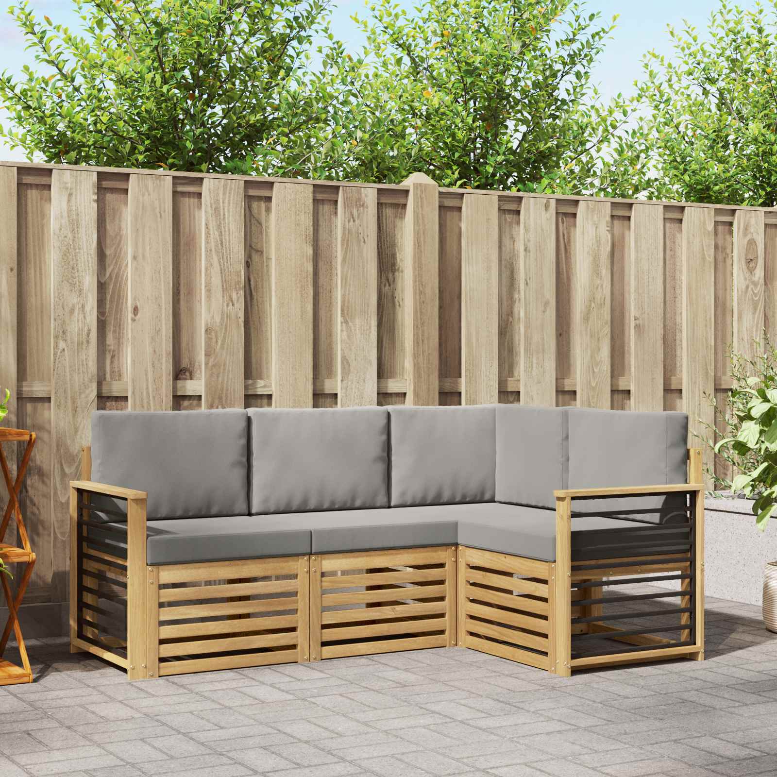Sedací soupravy 4 pcs Bílá a světlá šedá 187,5 x 128,5 x 73 cm