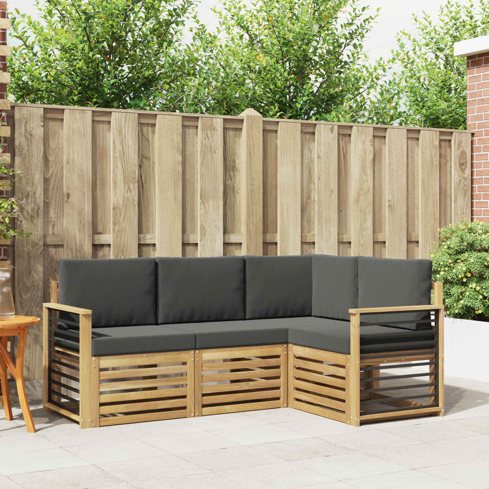 Sedací soupravy 4 pcs Bílá a antracitová 187,5 x 128,5 x 73 cm
