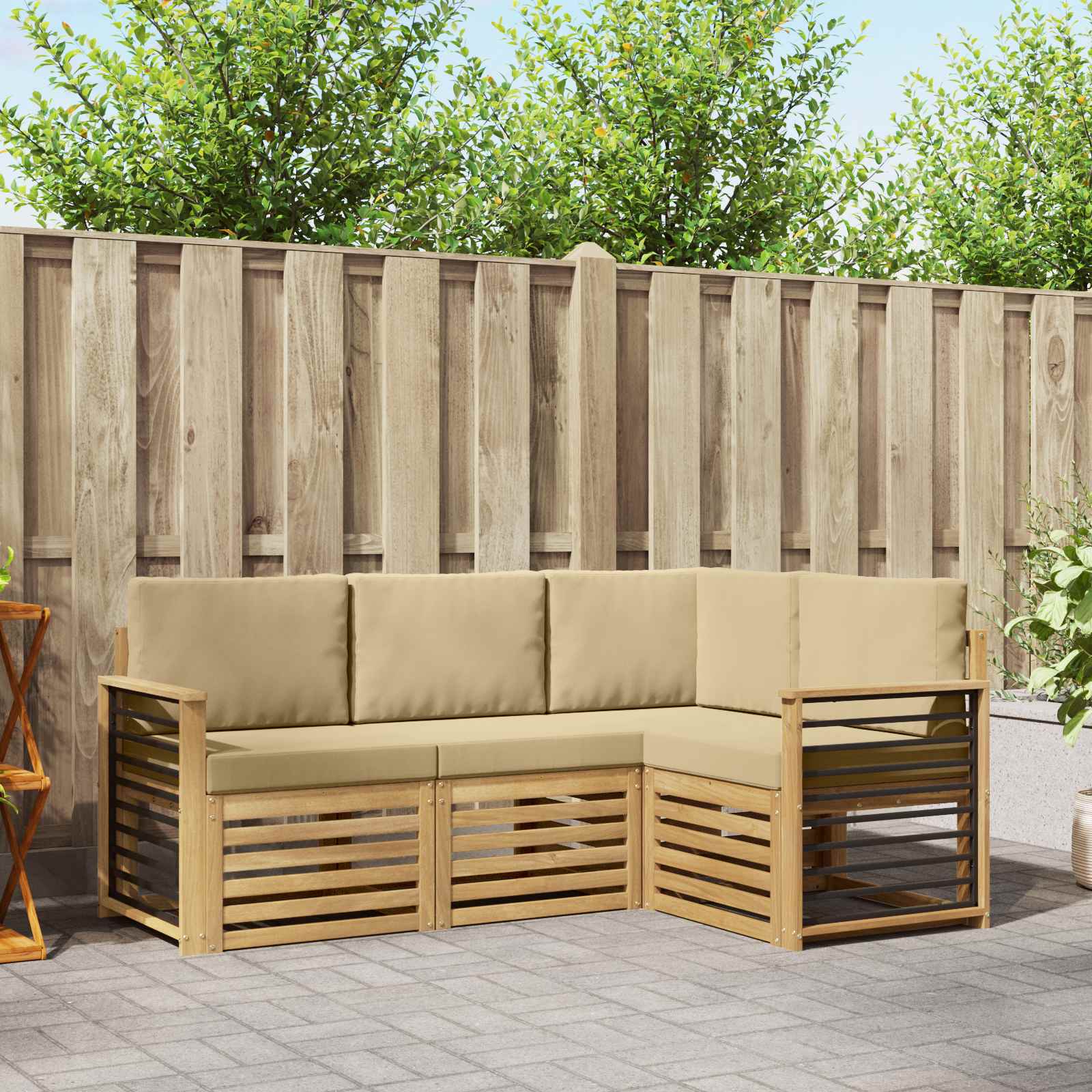 Sedací soupravy 4 pcs Bílá a béžová 187,5 x 128,5 x 73 cm