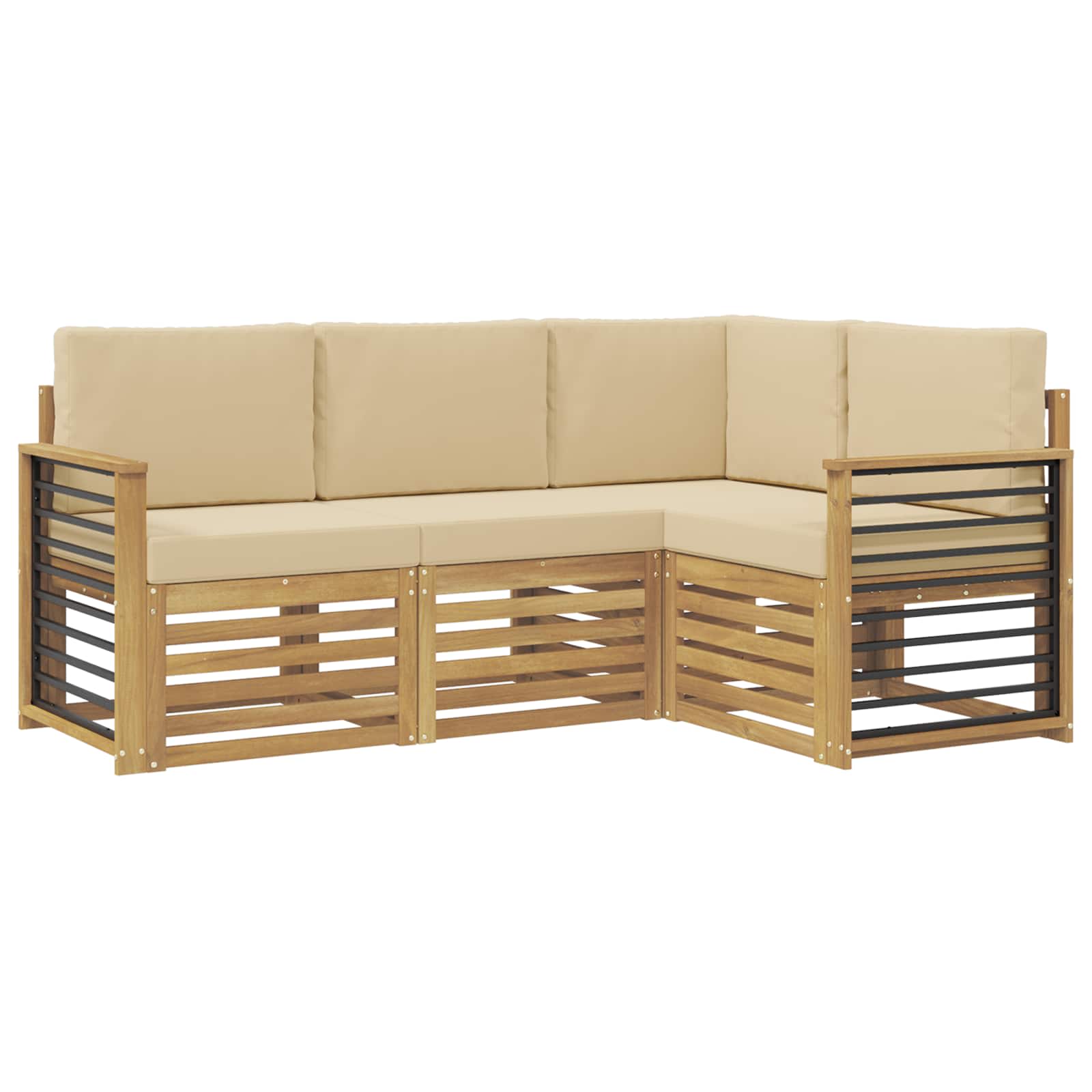 Sedežne garniture 4 pcs Bela in bež 187,5 x 128,5 x 73 cm - slika 2