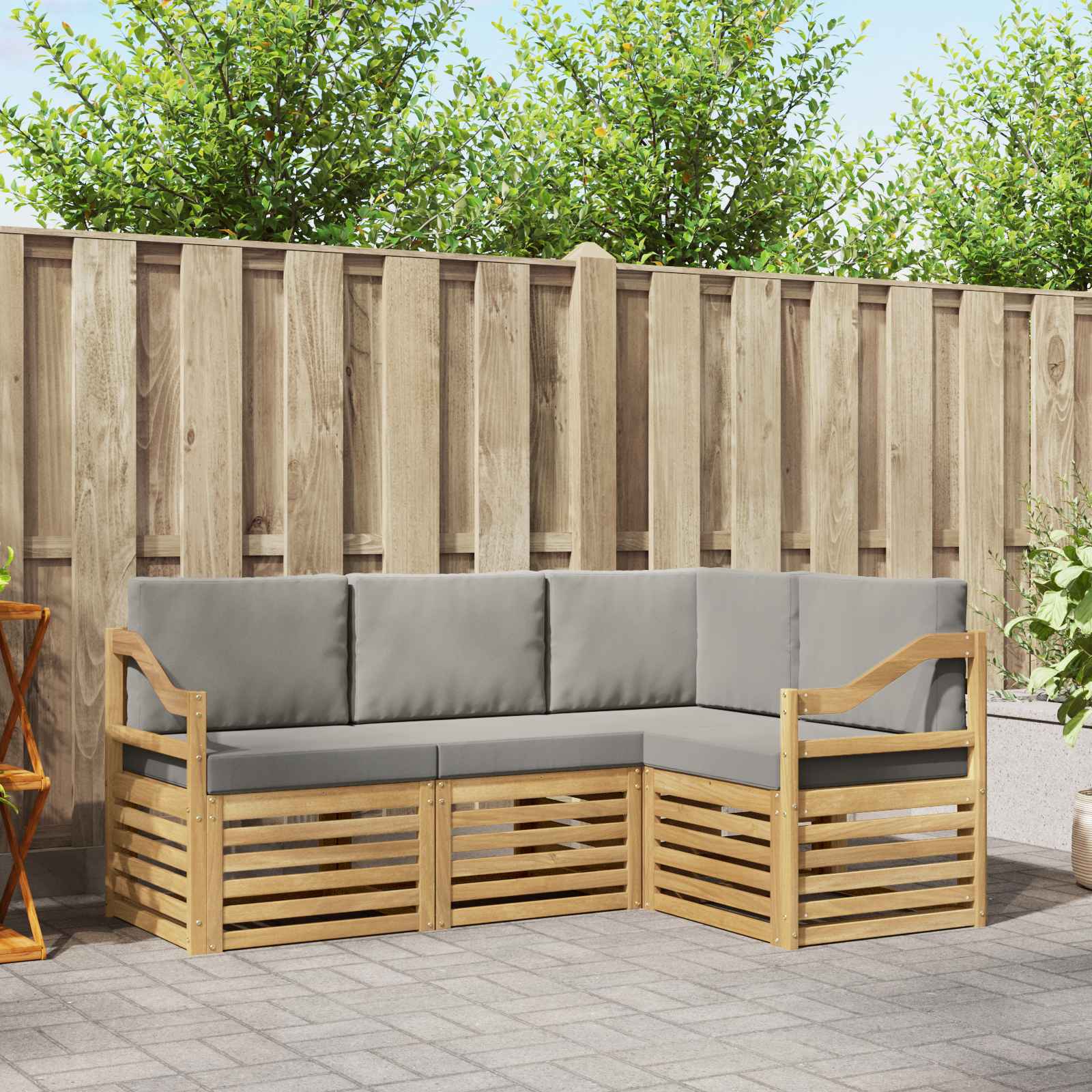 Sedací soupravy 4 pcs Bílá a světlá šedá 185,5 x 126,5 x 73 cm