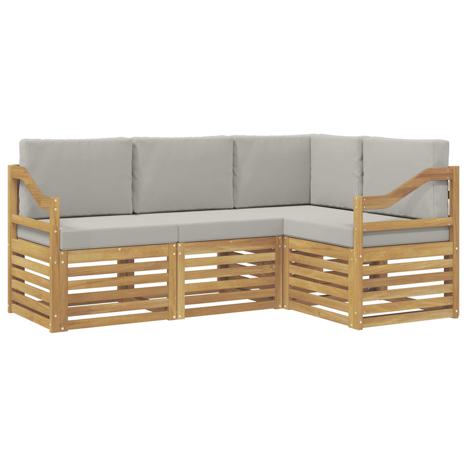 Sedežne garniture 4 pcs Bela in svetlo siva - slika 2